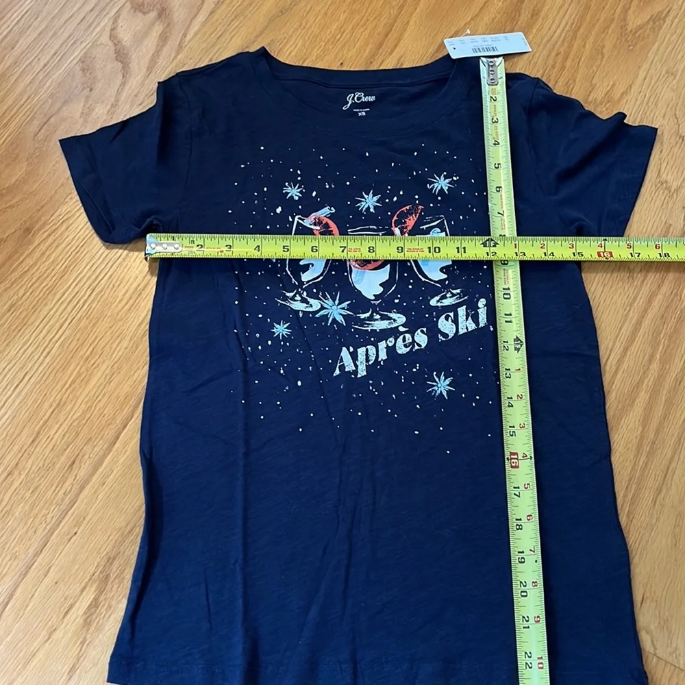 Jcrew Apres ski graphic navy blue T-shirt extra small NWT AE974